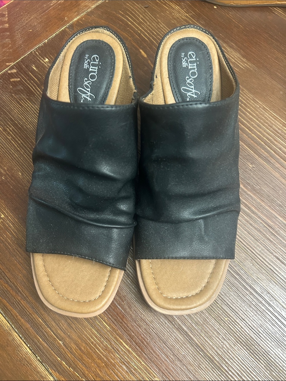 Eurosoft Black Slide Sandals for Women